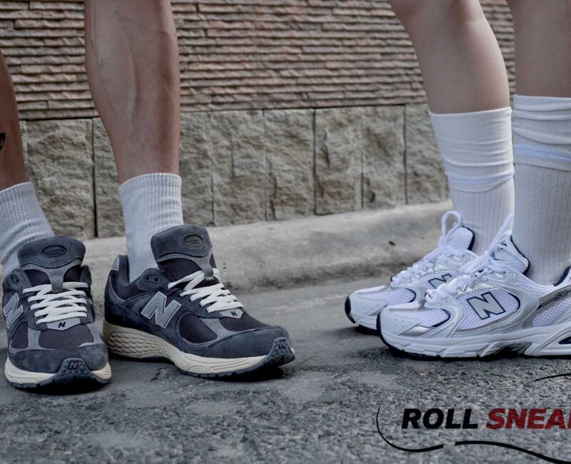 Giày New Balance 530 Trainers Running White Navy On Feet