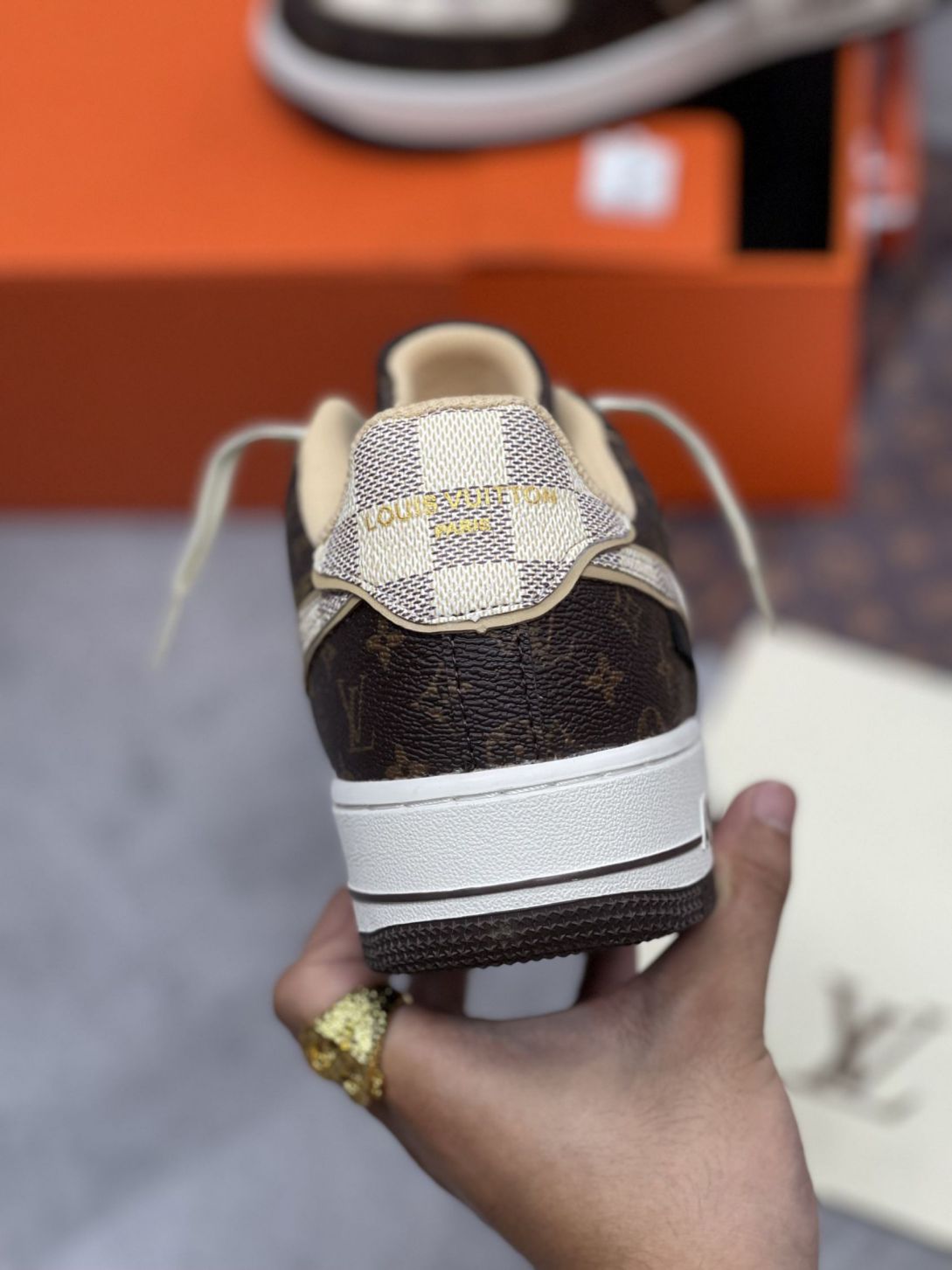 Giày Nike Air Force 1 Low x Louis Vuitton Monogram Brown Like Auth