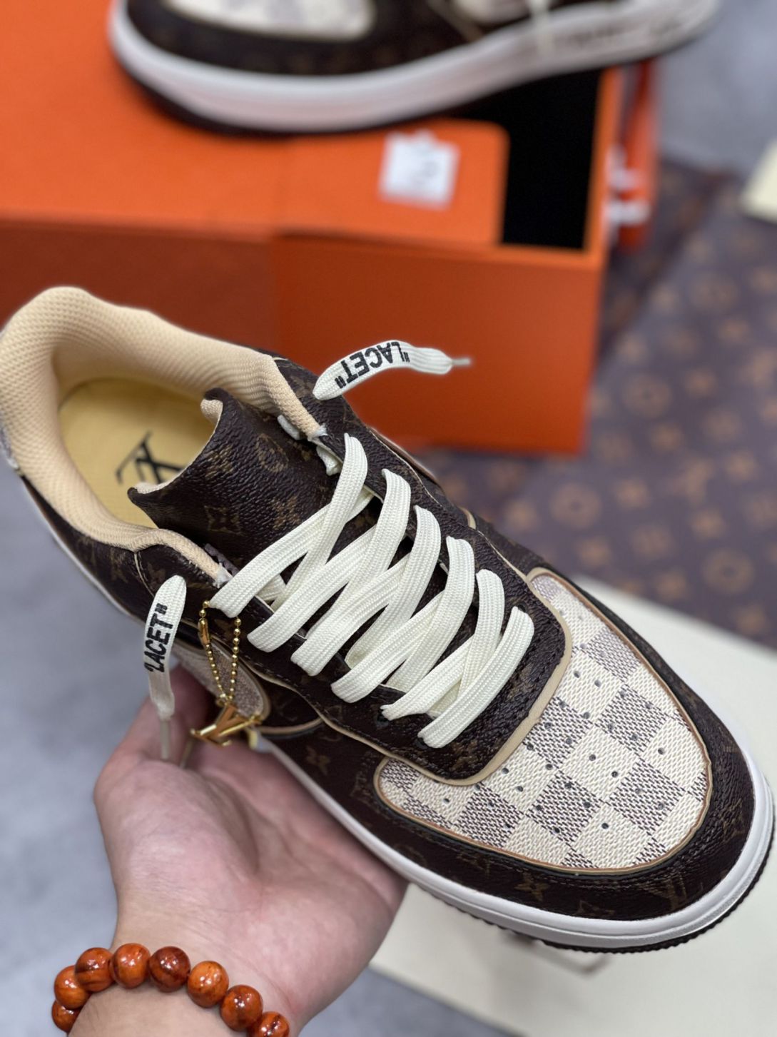 Giày Nike Air Force 1 Low x Louis Vuitton Monogram Brown Like Auth