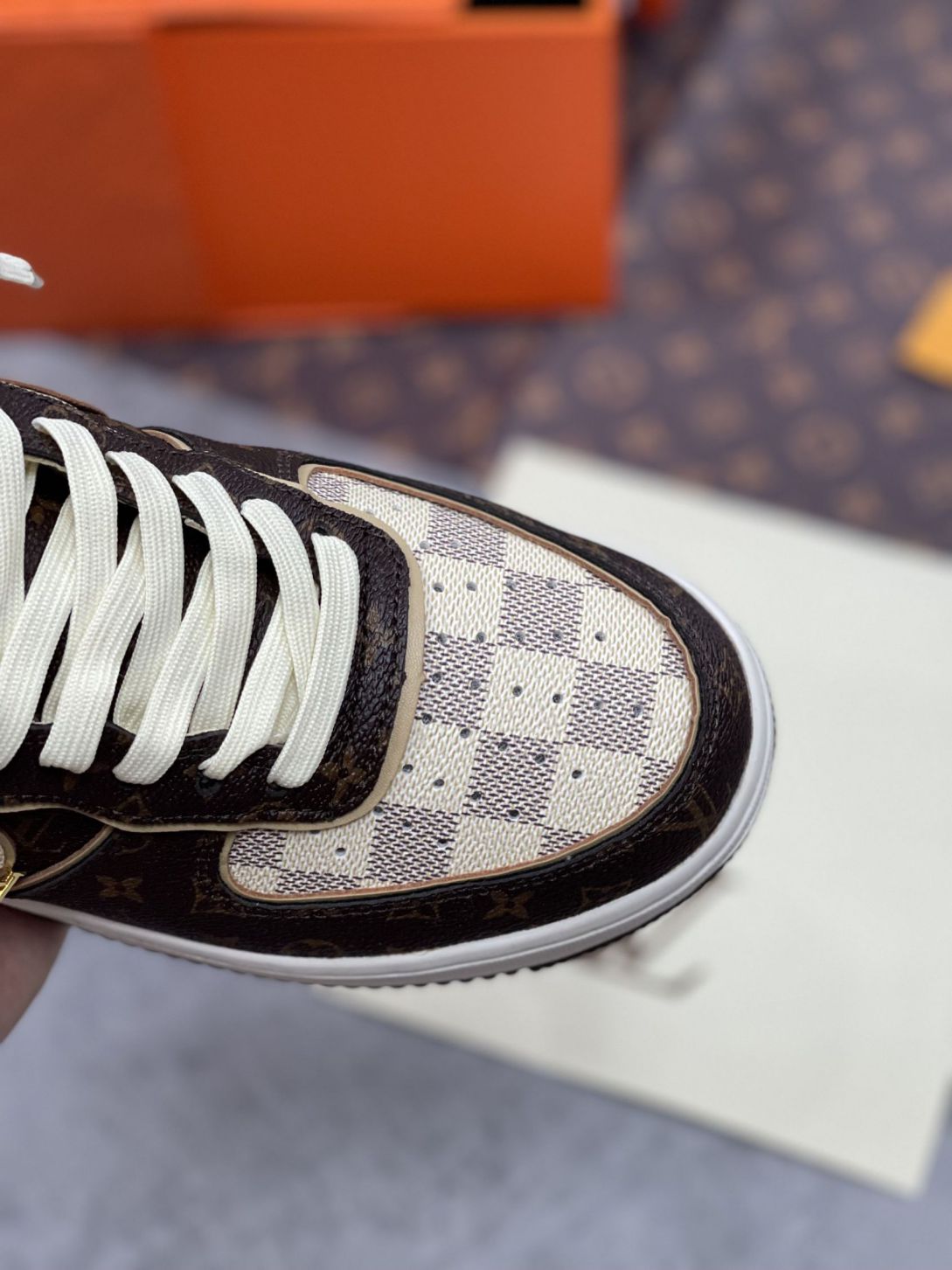 Giày Nike Air Force 1 Low x Louis Vuitton Monogram Brown Like Auth