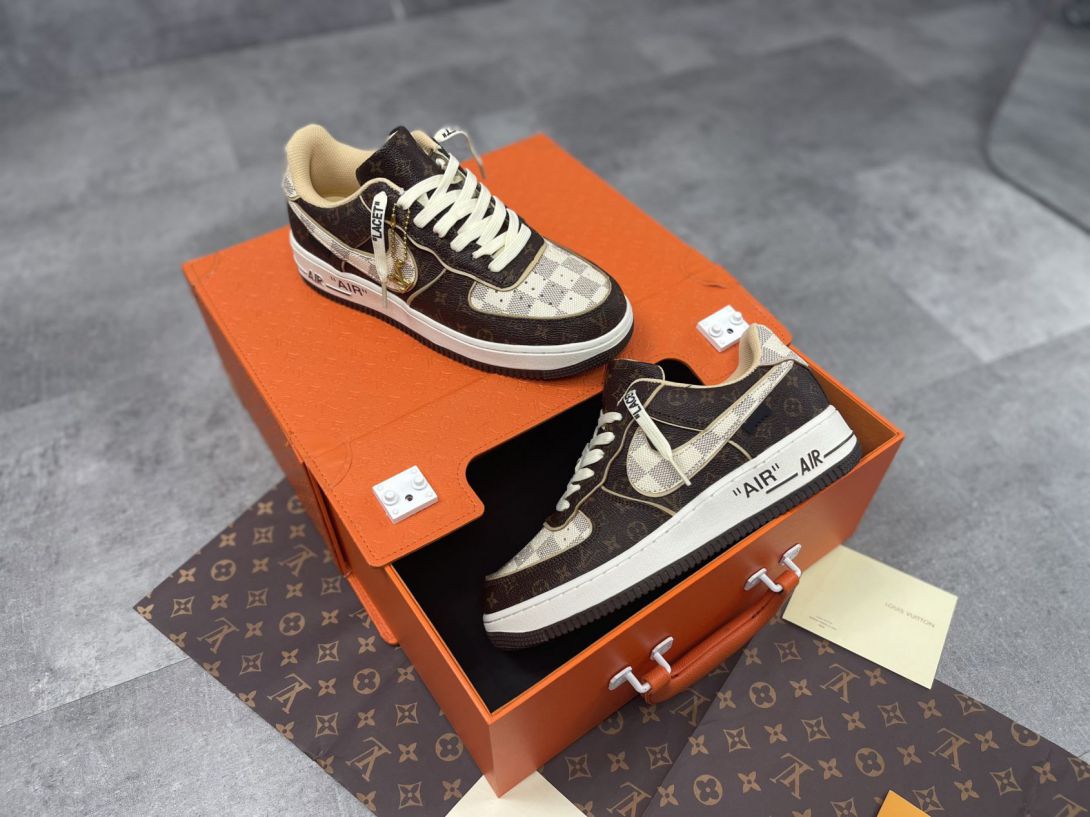 Giày Nike Air Force 1 Low x Louis Vuitton Monogram Brown Like Auth