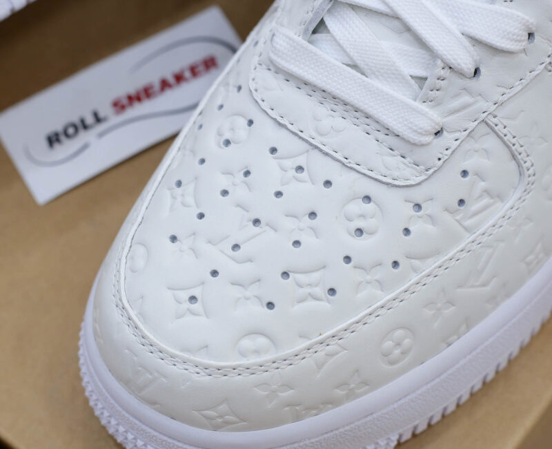 đế khâu chi tiết Giày Louis Vuitton x Nike Air Force 1 Low By Virgil Abloh ‘White’ Like Auth