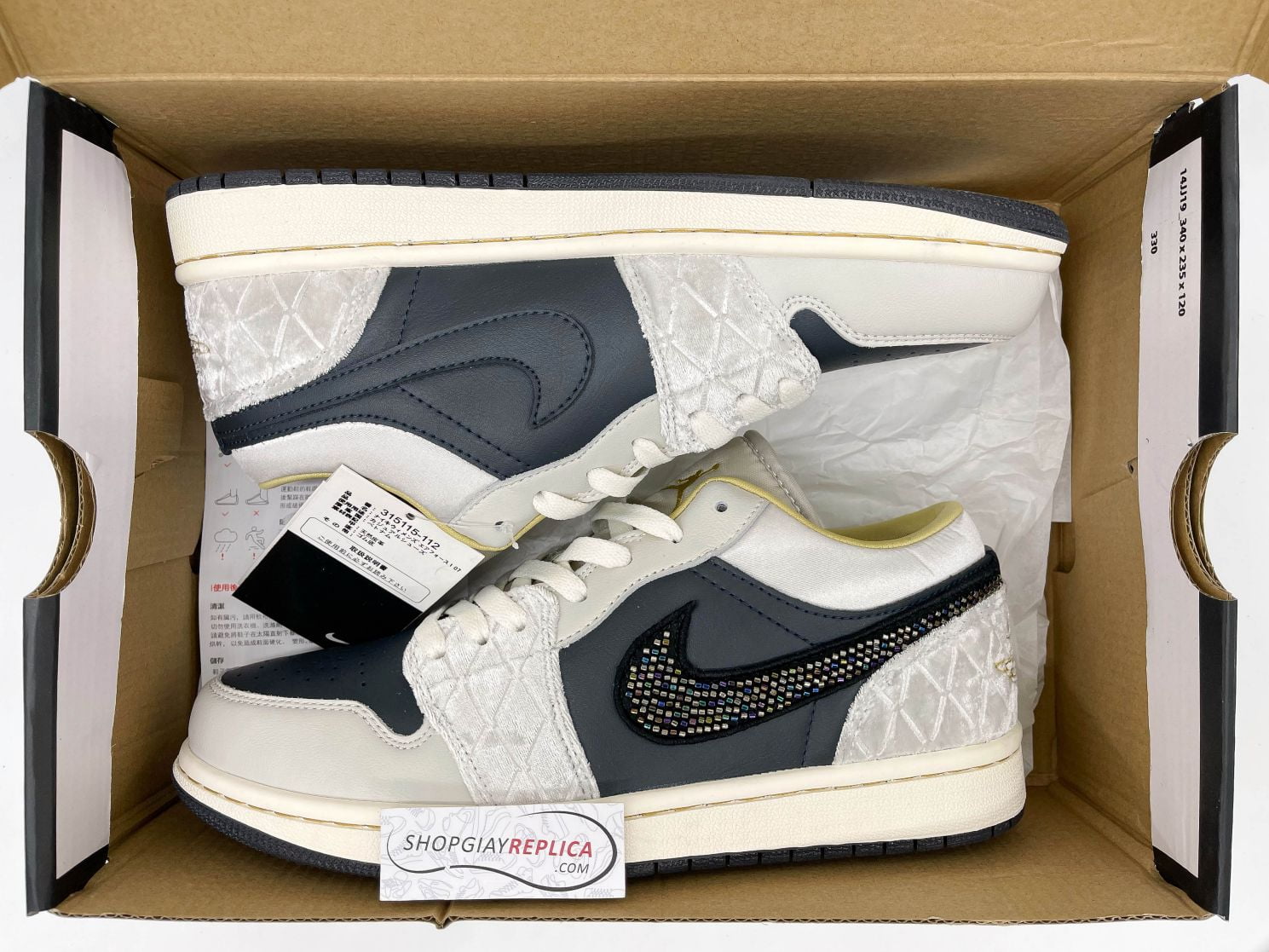 Giày Nike Air Jordan 1 Low ‘Beaded Swoosh’ Like Auth