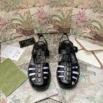 Dép Rọ Gucci black double GG Siêu Cấp