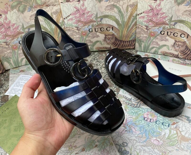 Dép Rọ Gucci Đen mặt GG Siêu Cấp