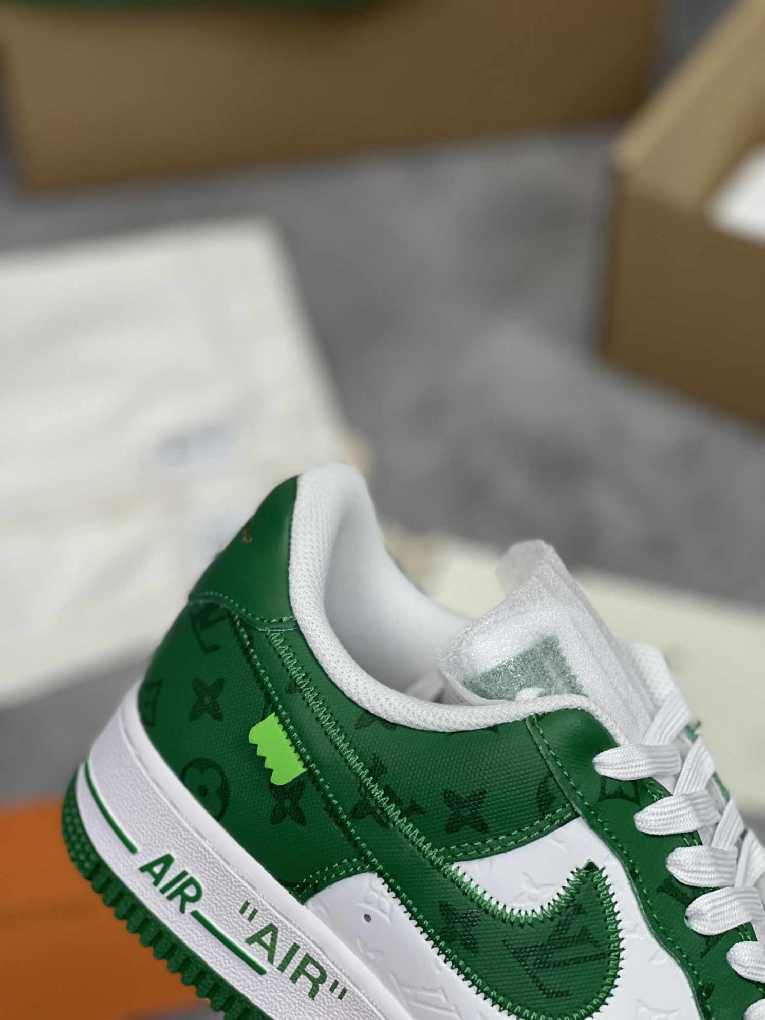 Giày Louis Vuitton x Air Force 1 Xanh green like auth