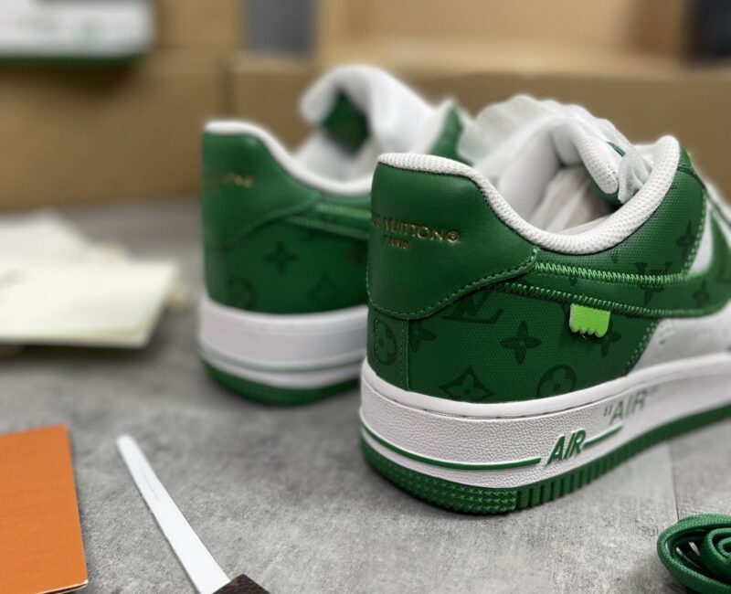 gót giày Louis Vuitton x Air Force 1 Xanh green like auth