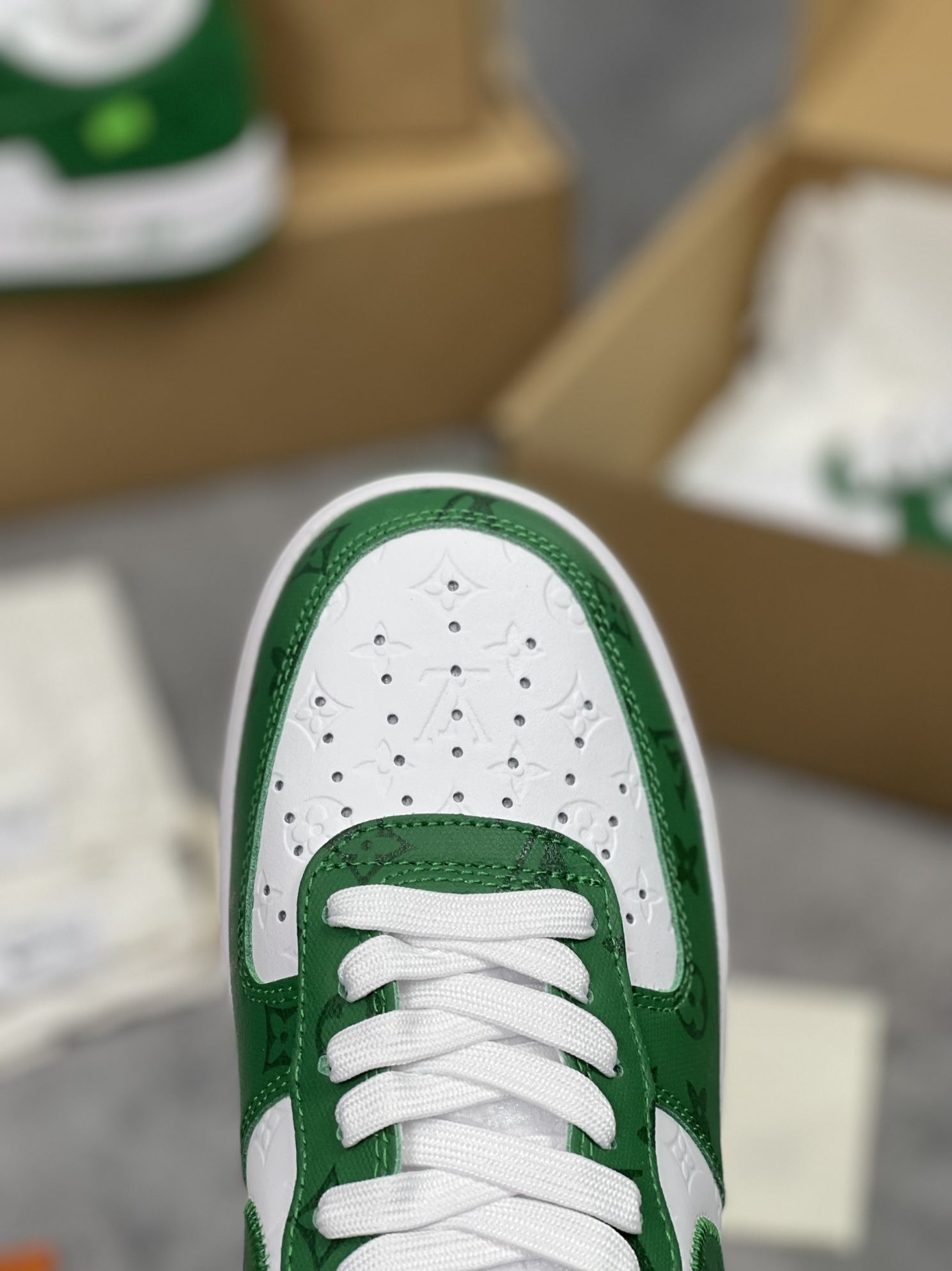 Giày Louis Vuitton x Air Force 1 Xanh green like auth
