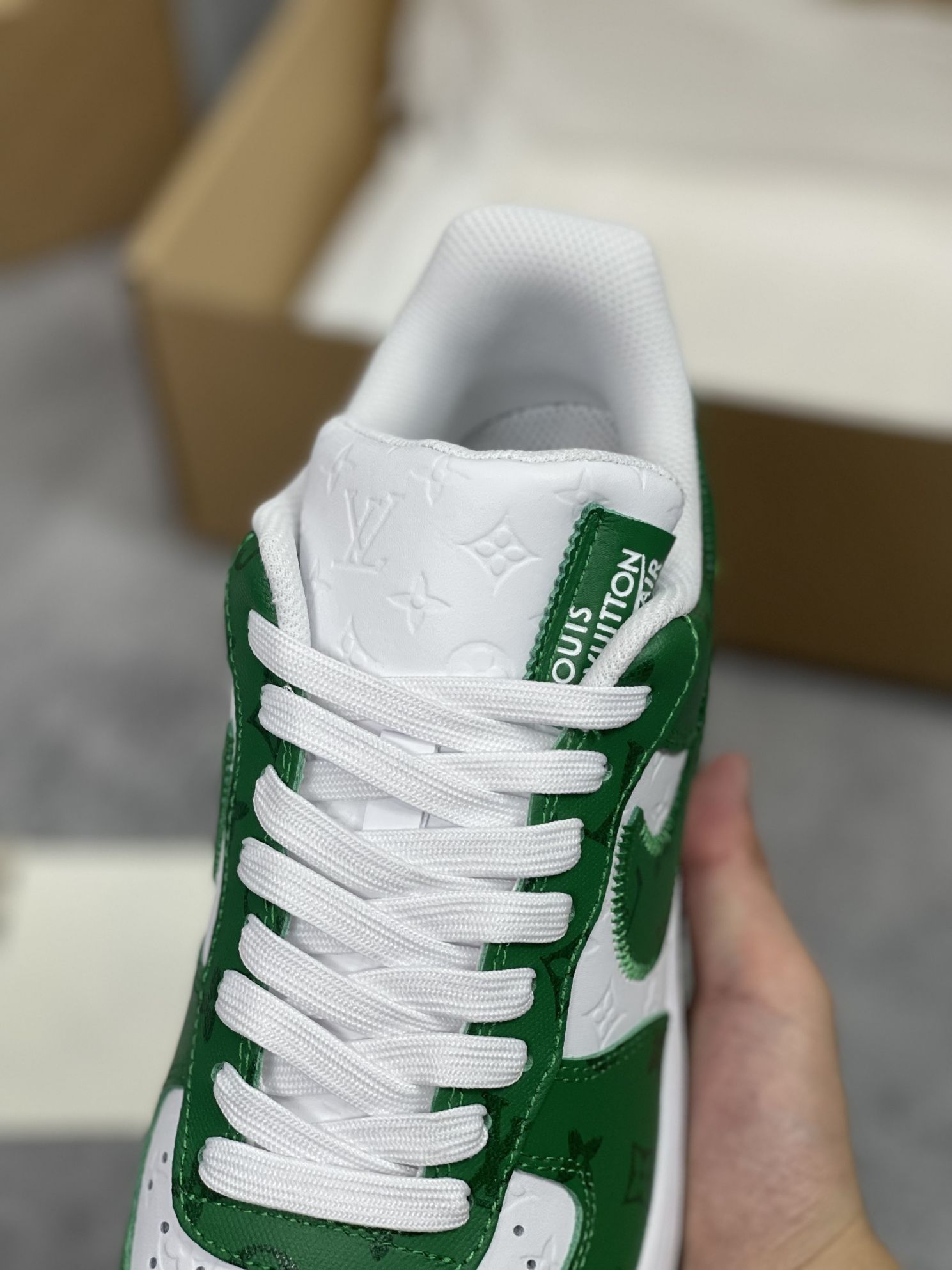 Giày Louis Vuitton x Air Force 1 Xanh green like auth