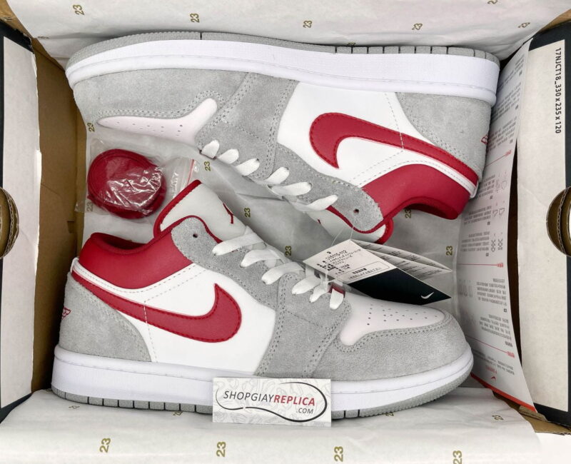 Giày Air Jordan 1 Low SE ‘Light Smoke Grey Gym Red’ rep 1:1