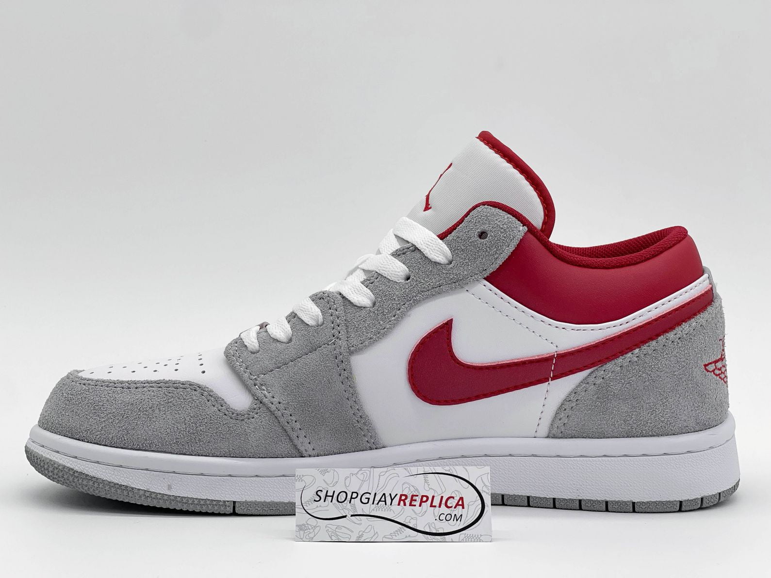 Giày Air Jordan 1 Low SE ‘Light Smoke Grey Gym Red’ rep 1:1