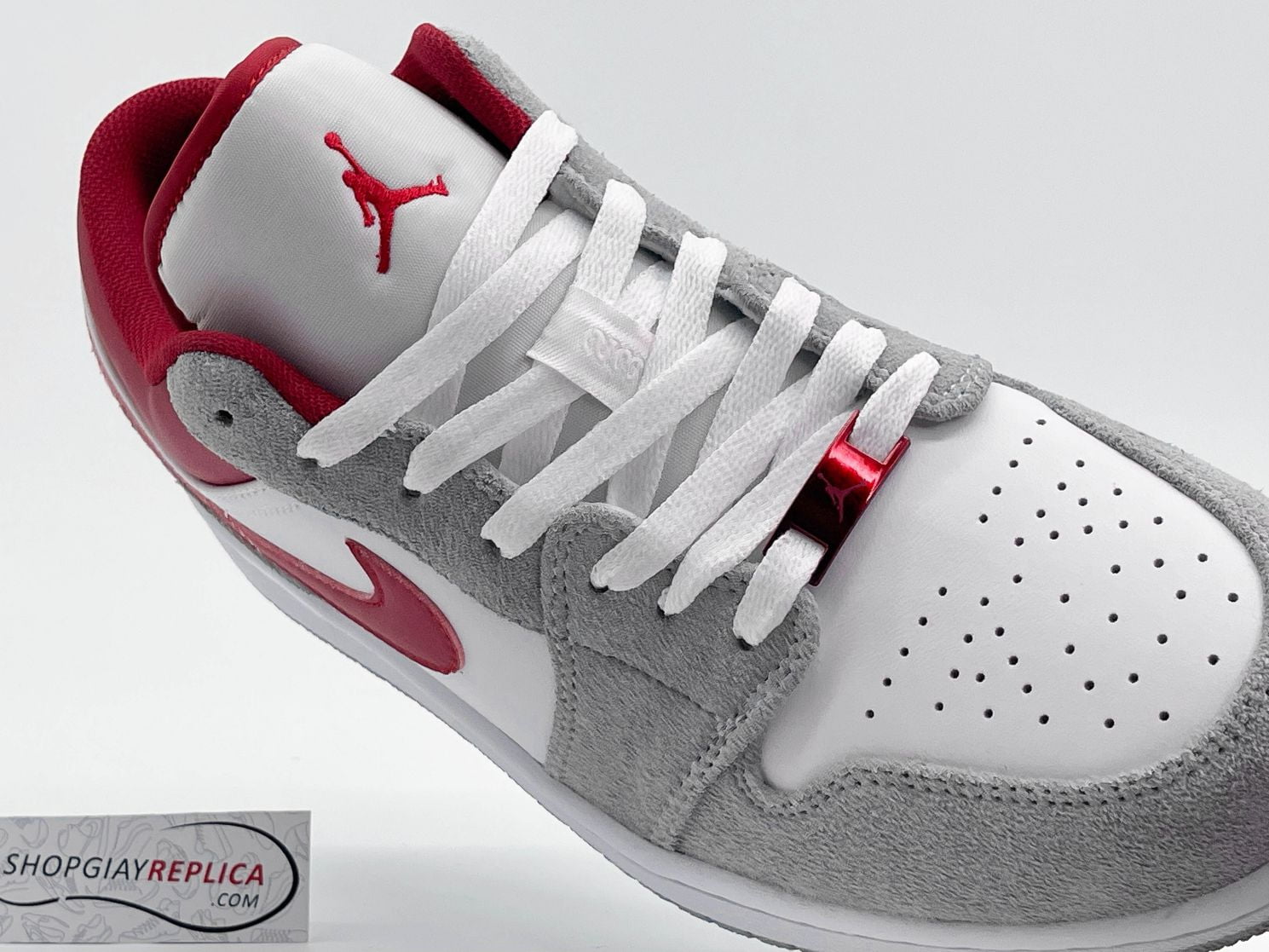 Giày Air Jordan 1 Low SE ‘Light Smoke Grey Gym Red’ rep 1:1