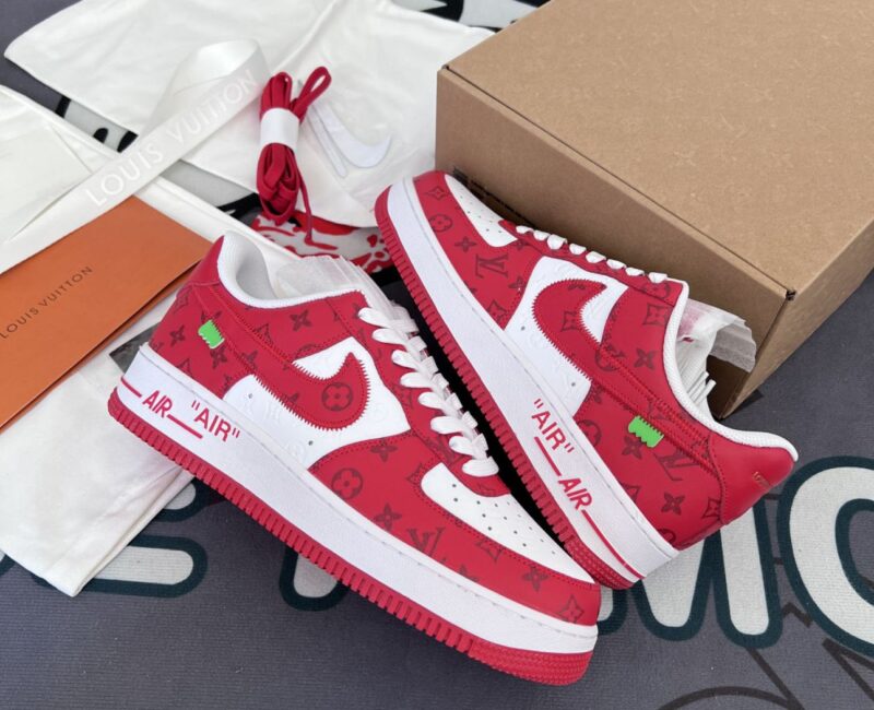 Giày Louis Vuitton x Nike Air Force 1 Low By Virgil Abloh ‘Red’ Đỏ Like Auth