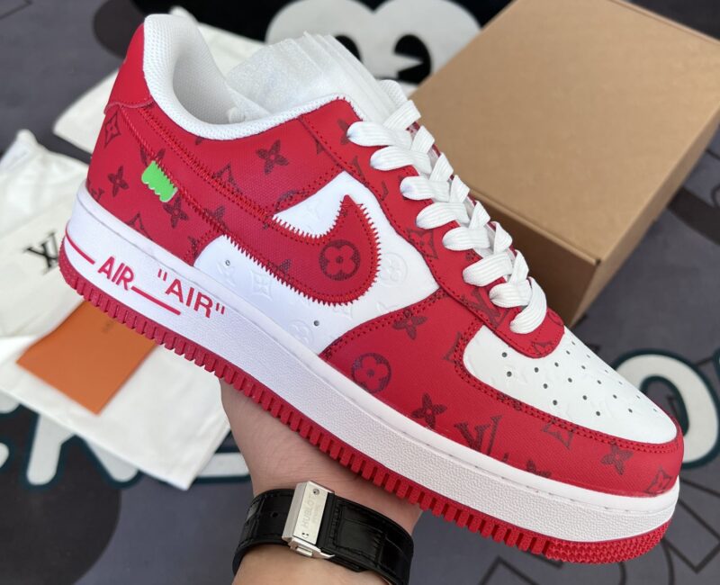 Giày Louis Vuitton x Air Force 1 Low By Virgil Abloh ‘Red’ Like Auth