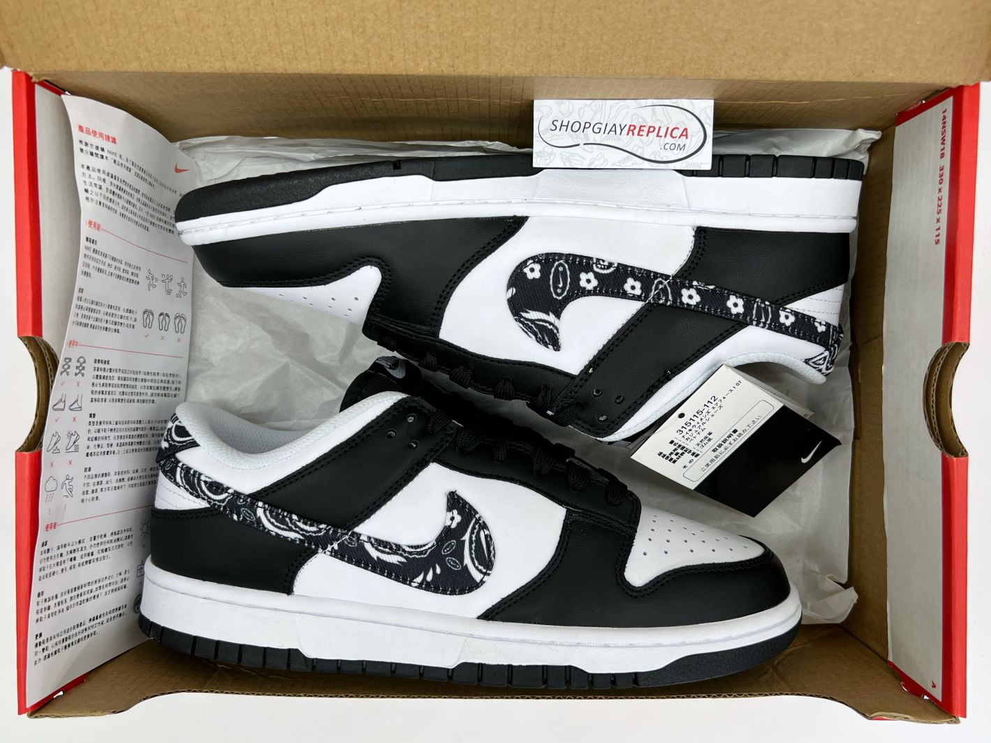 Giày Nike Dunk Low ‘Black Paisley’ Like Auth