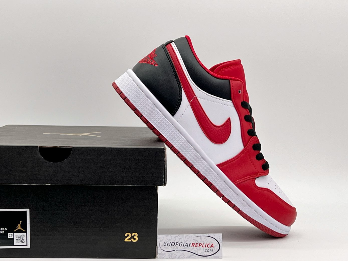 Giày Air Jordan 1 Low Reverse đen đỏ rep 1:1