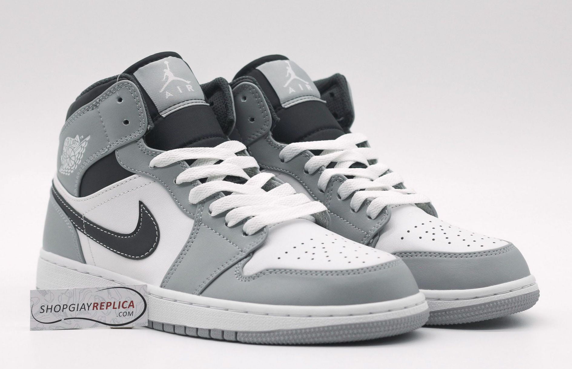 Giày Nike Air Jordan 1 Mid Light Smoke Grey Anthracite 2022 rep 1:1