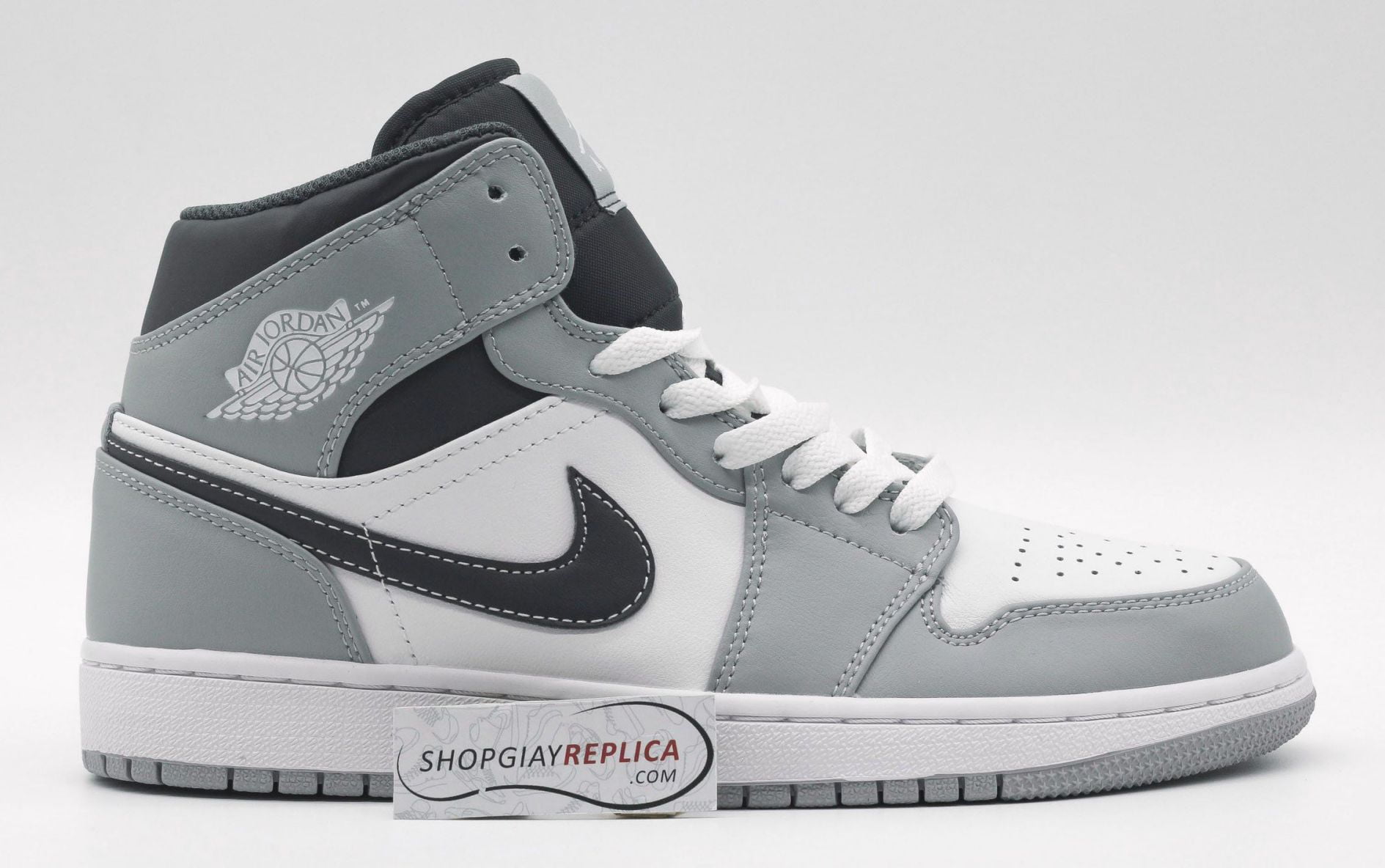 Giày Nike Air Jordan 1 Mid Light Smoke Grey Anthracite 2022 rep 1:1