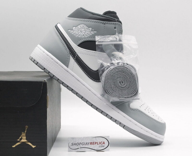 Giày Nike Air Jordan 1 Mid Light Smoke Grey Anthracite 2022 rep 1:1