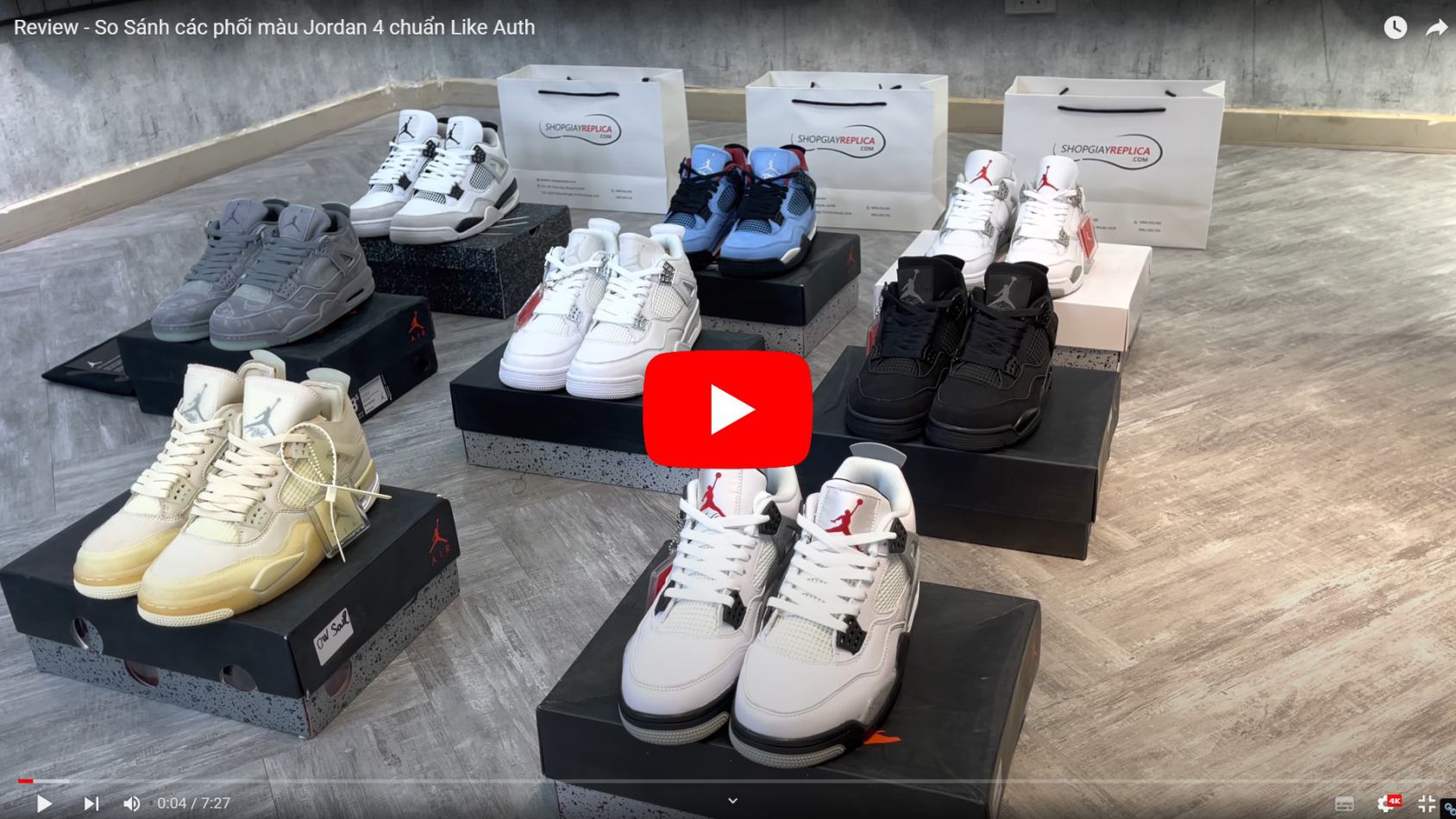 Video So sánh Jordan 4 các màu