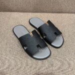 Dép Hermes Izmir da Epsom (Sần) Đen Đế Xám Siêu Cấp