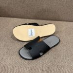 Dép Hermes Izmir da Epsom (Sần) Đen Đế Xám Siêu Cấp