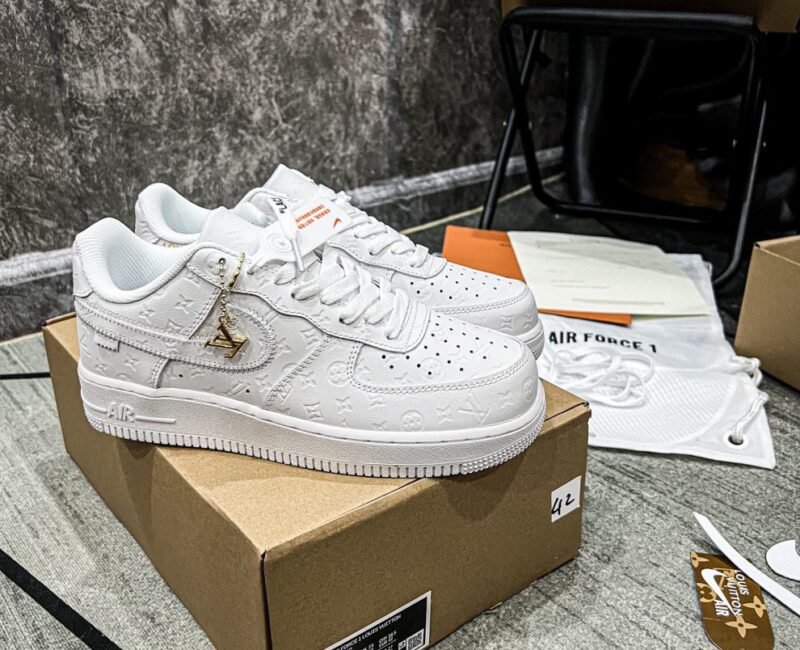 Giày Louis Vuitton x Nike Air Force 1 Low By Virgil Abloh ‘White’ Siêu Cấp