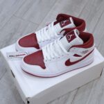 Giày Nike Air Jordan 1 Mid 'White Gym Red' trắng đỏ rep 1:1