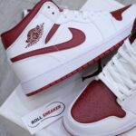 Giày Nike Air Jordan 1 Mid 'White Gym Red' trắng đỏ rep 1:1