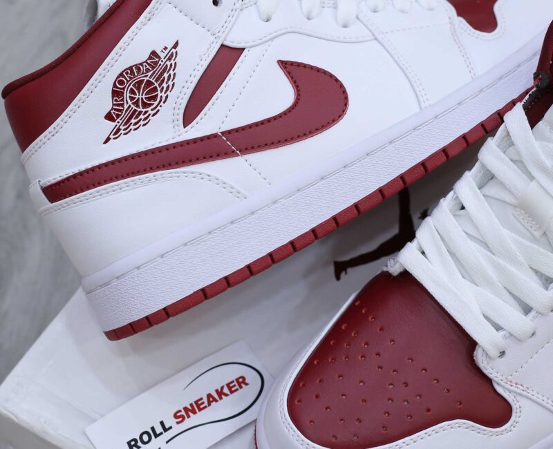 Giày Nike Air Jordan 1 Mid 'White Gym Red' trắng đỏ rep 1:1