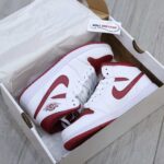 Giày Nike Air Jordan 1 Mid 'White Gym Red' trắng đỏ rep 1:1