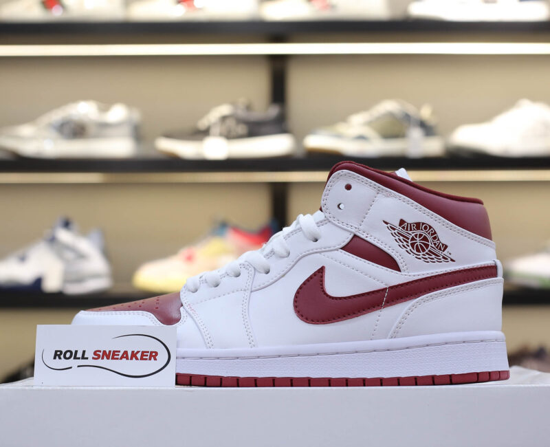 Giày Nike Air Jordan 1 Mid 'White Gym Red' trắng đỏ rep 1:1