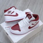 Giày Nike Air Jordan 1 Mid 'White Gym Red' trắng đỏ rep 1:1