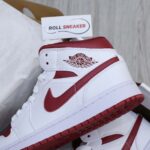 Giày Nike Air Jordan 1 Mid 'White Gym Red' trắng đỏ rep 1:1