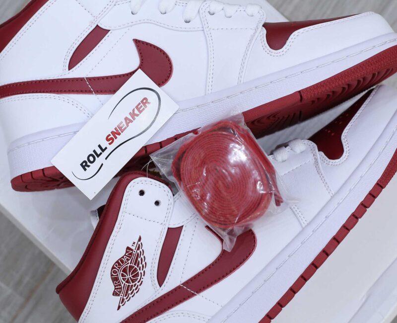 Giày Nike Air Jordan 1 Mid 'White Gym Red' trắng đỏ rep 1:1