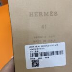 đế gỗ Dép Hermes Nam Da Epsom (Sần) Màu Rêu Đế Viền Đen