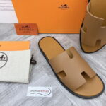 Dép Hermes Izmir Da Epsom (Sần) Full Nâu Siêu Cấp