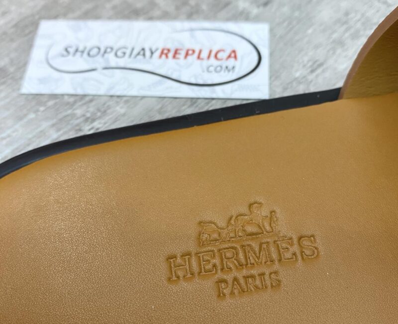 Dép Hermes Izmir Da Epsom (Sần) Full Nâu Siêu Cấp