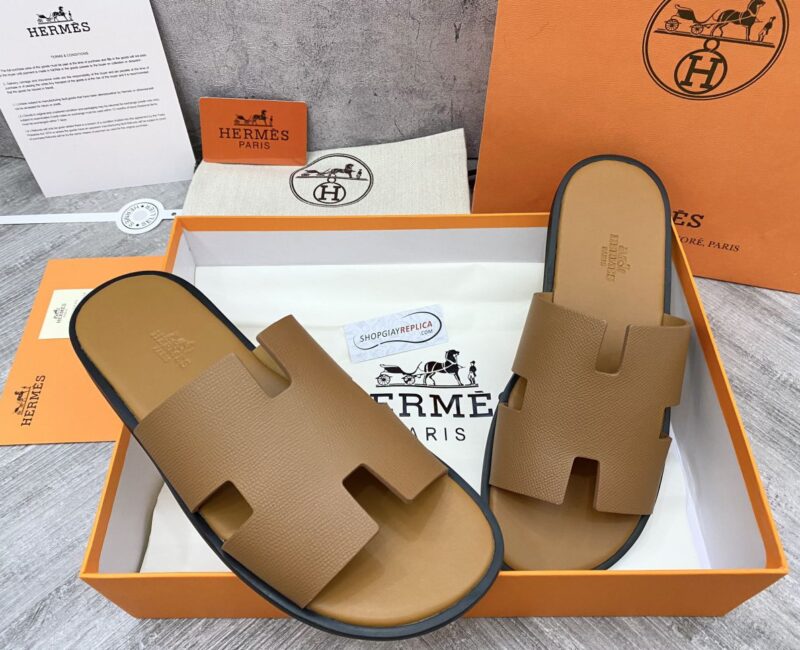 Dép Hermes Izmir Da Epsom (Sần) Full Nâu like auth