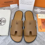 Dép Hermes nam Da Taiga (Sần) Full Nâu brown like auth đế viền đen