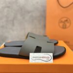 Dép Hermes Izmir Da Epsom (Sần) Xám Đế Viền Đen