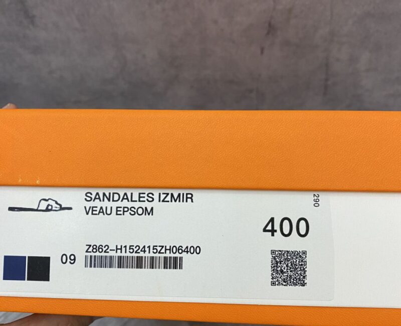 Dép Hermes Nam da Trơn 2 Màu (Bicolor) Xanh Đen