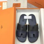 Dép Hermes Nam da Trơn 2 Màu (Bicolor) Xanh Đen