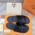 Dép Hermes Nam da Trơn 2 Màu (Bicolor) Xanh Đen