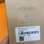 đế gỗ Dép Hermes Nam da Epsom (Sần) Màu Đen đế Nâu Siêu Cấp