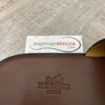 Dép Hermes Nam da Epsom (Sần) Màu Đen đế Nâu