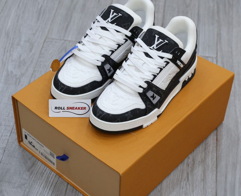 Giày Louis Vuitton LV Trainer Monogram Denim Black Like Auth