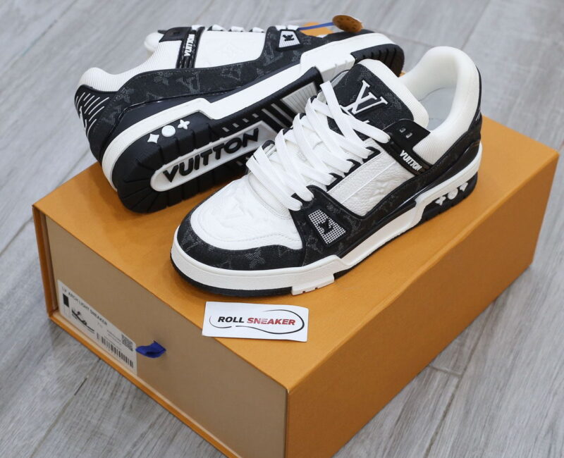 Giày Louis Vuitton LV Trainer Monogram Denim Black Like Auth