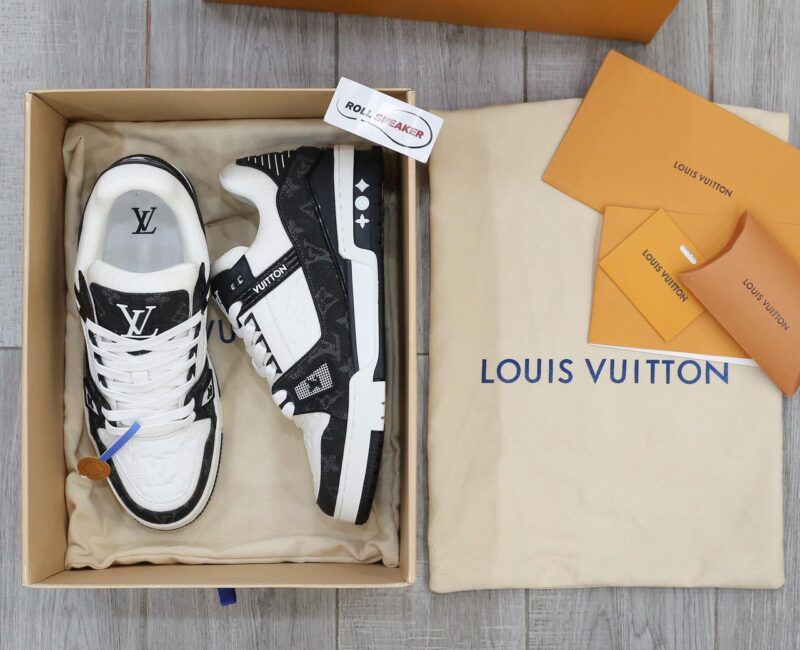 Giày Louis Vuitton LV Trainer Monogram Denim Black Like Auth