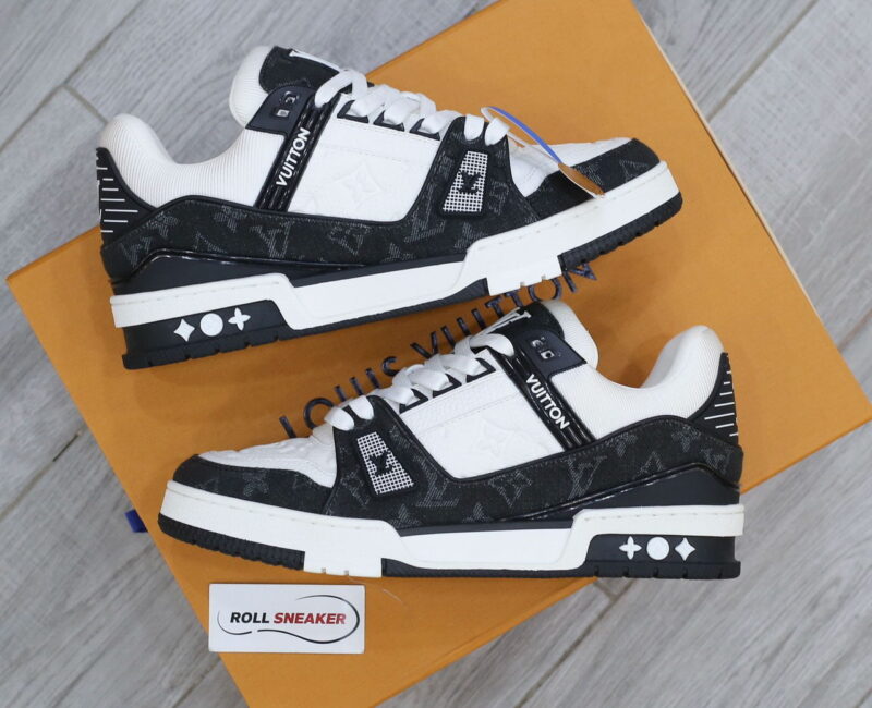 Giày Louis Vuitton LV Trainer Monogram Denim Black Đen